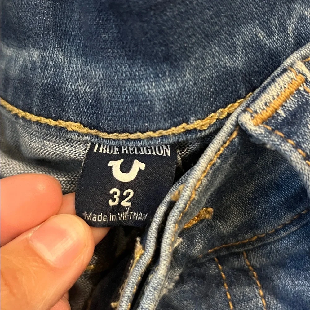 True Religion Men's Faded Blue Straight Jeans